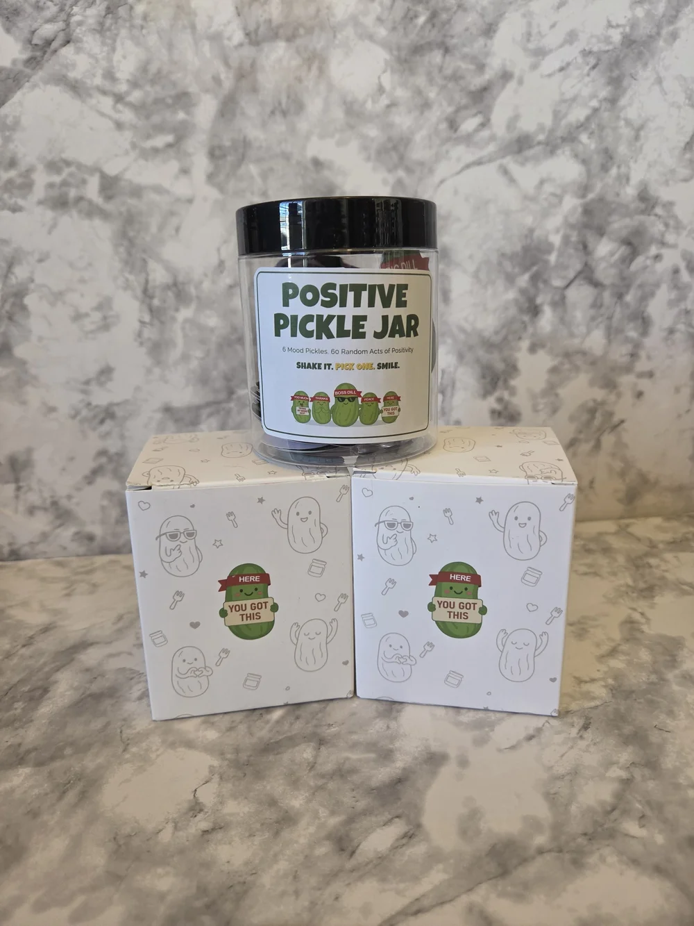 Positive Pickle Cards Jar, 60 Daily Positive Affirmation Cards